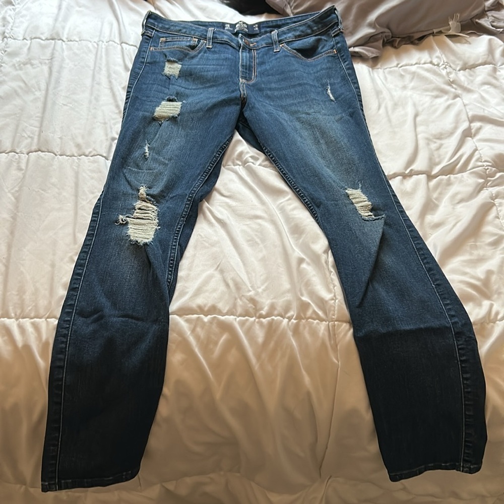 Hollister Women’s High Rise Blue Ripped Skinny Jeans Classic Stretch Size 11 - Picture 5 of 8